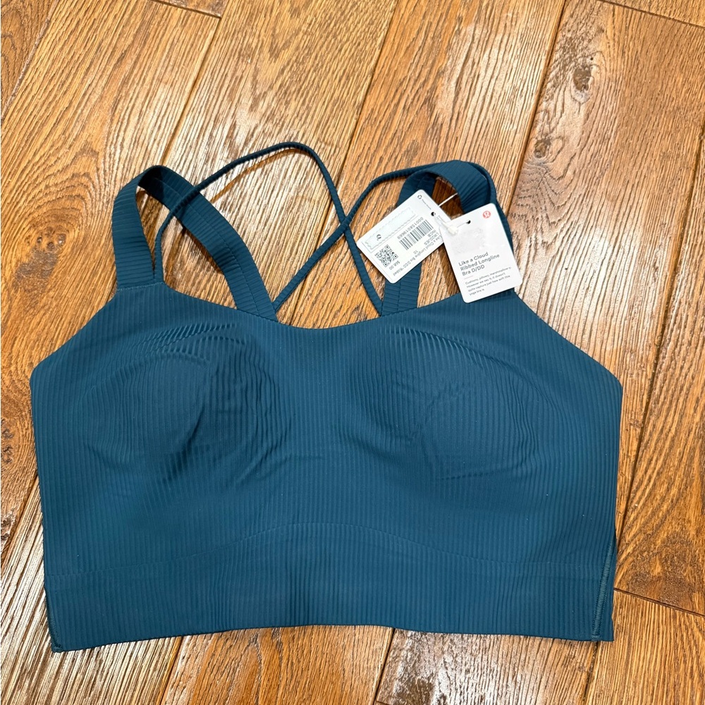 Like a cloud ribbed longline Lululemon Athletica Deep Blue Strappy Sports Bra